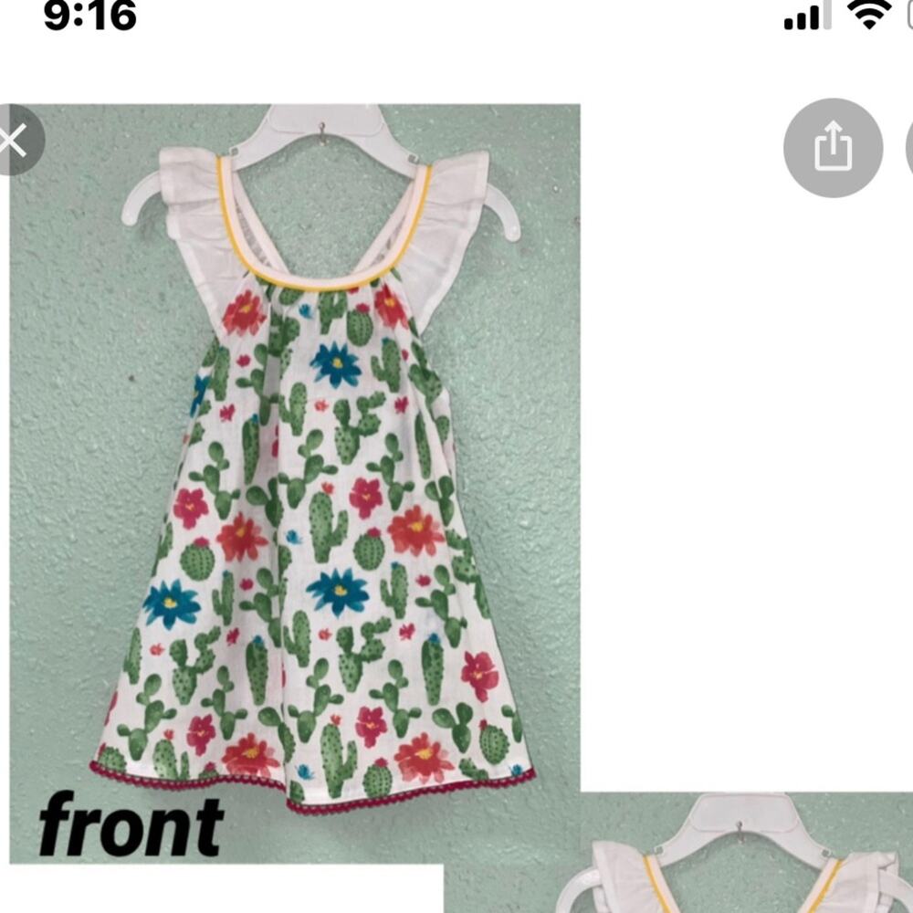 Mudpie Desert Bloom dress with cactuses in white pink green 5 NWT flutter sleeve